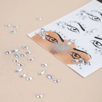 VipMarketim Gümüş Taşlı Makyaj Yüz Süsü