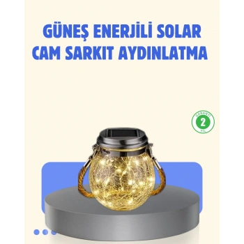 VipMarketim Güneş Enerjili Cam Sarkıt Bahçe Balkon Teras Aydınlatma 30 LED