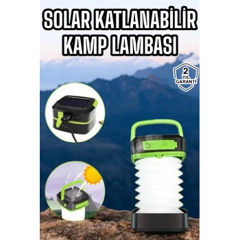 VipMarketim Güneş Enerjili Led Lamba Kamp Lambası Katlanabilir Lamba USB Şarjlı
