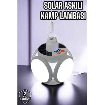 VipMarketim Güneş Enerjili Solar Aydınlatma Kamp Çadır Lambası Şarjlı Ampül Led Şarjlı El Feneri Işıldak