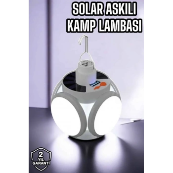 VipMarketim Güneş Enerjili Solar Aydınlatma Kamp Çadır Lambası Şarjlı Ampül Led Şarjlı El Feneri Işıldak