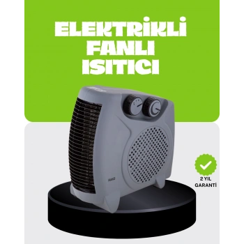 VipMarketim Güvenli Elektrikli Fanlı Isıtıcı Termostatlı Hızlı Isıtma