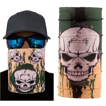 VipMarketim Haki Kuru Kafa Baskılı Buff Bandana 25x48 cm