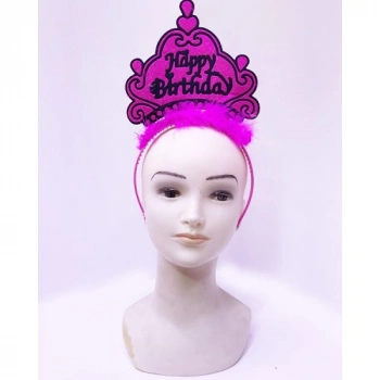 VipMarketim Happy Birthday Neon Fuşya Taç