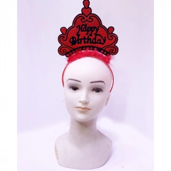 VipMarketim Happy Birthday Neon Kırmızı Doğum Günü Tacı