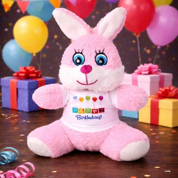 VipMarketim Happy Birthday Tişörtlü Peluş Tavşan