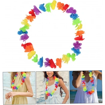VipMarketim Hawaii Çiçekli Boyun Kolyesi - Renkli Tropikal Parti Leisi