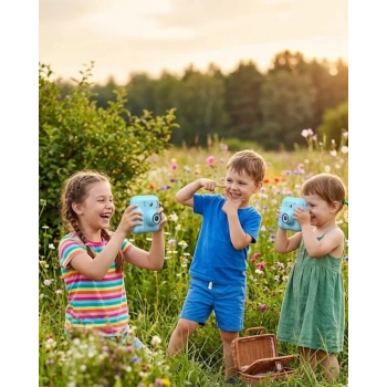 VipMarketim HD Ekranlı Çocuk Kamera Anında Fotoğraf Baskı ve Boyama Kalemli