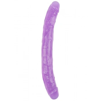 VipMarketim Hi-Rubber Şeffaf Jel Çift Taraflı Dildo - 32.5cm Mor