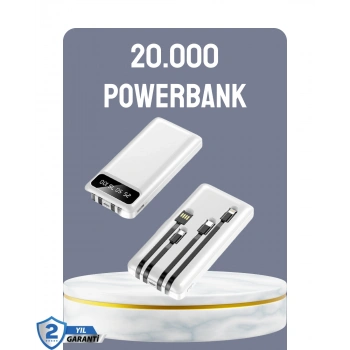 VipMarketim Hızlı Şarj Destekli 20.000mAh Powerbank USB Type-C Lightning LCD
