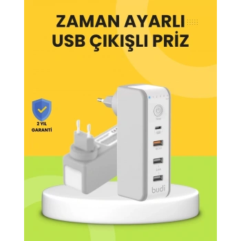 VipMarketim Hızlı Şarj Destekli Zaman Ayarlı USB Şarj Adaptörü