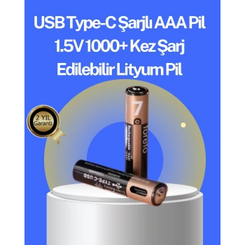 VipMarketim Hızlı Şarj Teknolojili USB Şarjlı AAA Pil – 40 Dakikada Tam Şarj