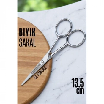 VipMarketim Ice Tempered Kobalt Çelik 702 Bıyık Makası - Bıyık Sakal Düzeltme Makası Kuaför Makası 13.5 cm