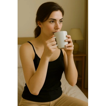 VipMarketim İp Asklılı Bluz (Atlet- tşhirt) LİKRALI-(17952)