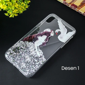 VipMarketim İphone X Xs 3d Diamond Elbise Şeffaf Silikon Kılıf-(5775)