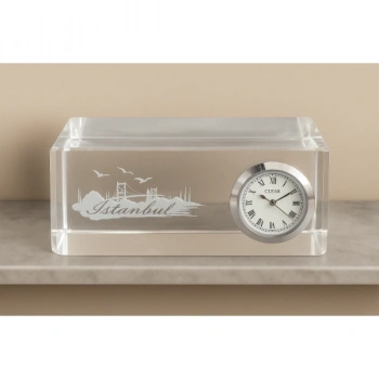 VipMarketim İstanbul Tasarımlı Kristal Saatli Biblo