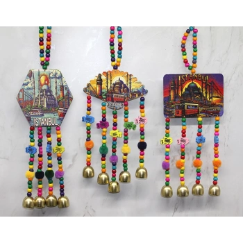 VipMarketim İstanbul Temalı Renkli Boncuklu Asmalı Rüzgar Çanı