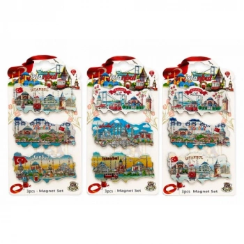 VipMarketim İstanbul Temalı Silikon Buzdolapı Süsü Magnet 3Lü Set