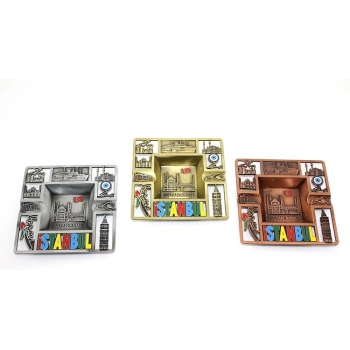 VipMarketim İstanbul Temalı Yöresel Metal Küllük Kare