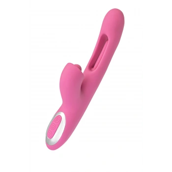 VipMarketim JOS Monti Hareketli Dilli ve Titreşimli Top Başlıklı Vibratör, Silikon, Pembe, 24 cm