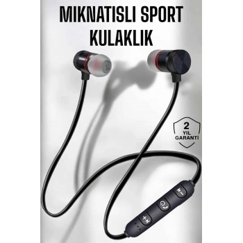 VipMarketim Kablolu Mıknatıslı Sport Kulaklık Bluetooth Bağlantılı