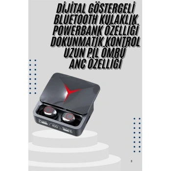 VipMarketim Kablosuz Bluetooth Kulaklık Powerbank Özellikli Göstergeli Hd Mikrofon