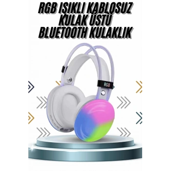 VipMarketim Kablosuz Bluetooth Kulaklık RGB Işıklı Kulak Üstü 5.3 Bluetooth Bağlantılı
