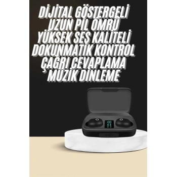 VipMarketim Kablosuz Dijital Göstergeli Çağrı Cevaplayabilen TWS 5.0 Bluetooth Kulaklık