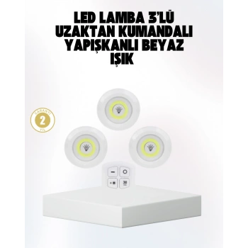 VipMarketim Kablosuz Gün Işığı 3’lü LED Spot Lamba Kumandalı