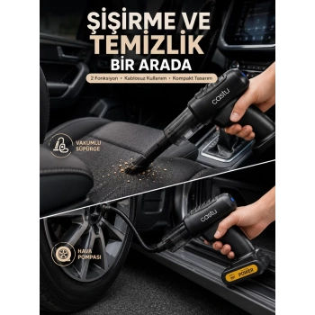 VipMarketim Kablosuz Hava Pompası ve Vakumlu El Süpürgesi