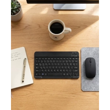 VipMarketim Kablosuz Klavye ve Mouse Kombosu Bluetooth Uyumlu Sessiz Set