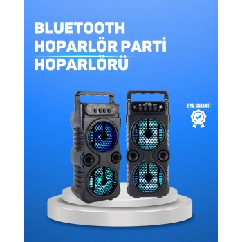 VipMarketim Kablosuz LED Işıklı Bluetooth Hoparlör – FM Radyolu Mikrofon Girişli
