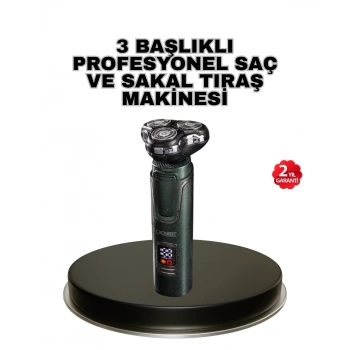 VipMarketim Kablosuz Profesyonel Erkek Bakım Seti – 3 Başlıklı 3D Akıllı Kesim Taşınabilir