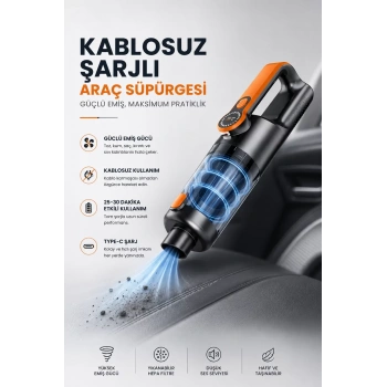 VipMarketim Kablosuz Şarjlı Araç ve Ev Tipi El Süpürgesi
