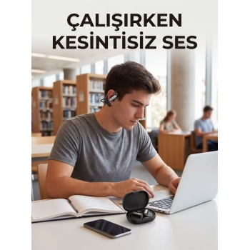 VipMarketim Kablosuz Spor Kulaklığı Kulak Kancalı Bluetooth Kulaklık Şarj Kutulu