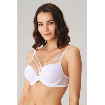 VipMarketim Kadın Balenli Destekli Dolgulu Askıları Çıkabilen Yaka Detaylı T-shirt Sütyeni (3749)