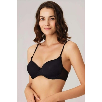 VipMarketim Kadın Balenli Desteksiz Dolgusuz Askıları Çıkabilen Yumuşak Süngerli Günlük Klasik T-shirt Sütyeni (3106)