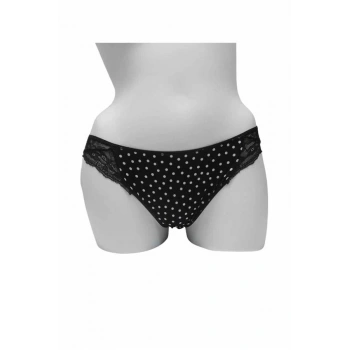 VipMarketim Kadın Puantiyeli Mikro Kumaş Dantelli Slip ( ) (Kod:2771)