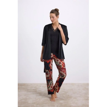 VipMarketim Kadın Sabahlık, Atlet Ve pantolon Takım ( 11546 )