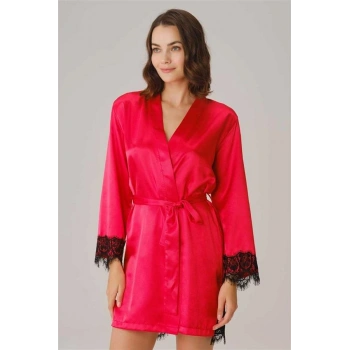 Vipmarketim Kadın Saten Sırt Detaylı Dantelli Sabahlık Ve String Takım ( ) (kod:5738)