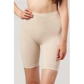 VipMarketim Kadın Toparlayıcı Bel Ve Bacak İnceltici Uzun Paçalı Dikişsiz Orta Bel Şort Korse ( ) (Kod:2426)
