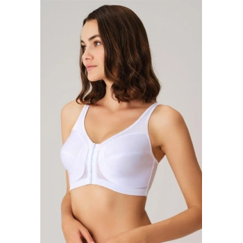 VipMarketim Kadın Toparlayıcı Minimizer Balensiz Desteksiz Dolgusuz Önden Açılan Sırt Destekli Medikal Sütyen (3651) Anıl