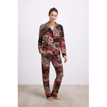 VipMarketim Kadın Uzun Kol Gömlek Ve Pantolon Takım ( 11545 )