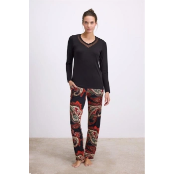 VipMarketim Kadın Uzun Kol T-shirt Ve Pantolon Takım ( 11544 )