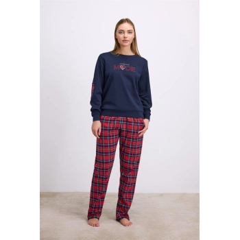 VipMarketim Kadın Uzun Kol T-shirt Ve Pantolon Takım ( 11579 )