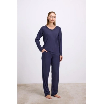 VipMarketim Kadın Uzun Kol T-shirt Ve Pantolon Takım ( 11616 )