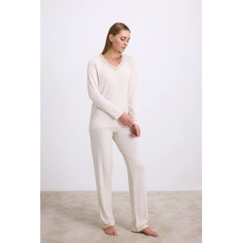 VipMarketim Kadın Uzun Kol T-shirt Ve Pantolon Takım ( 11616 )