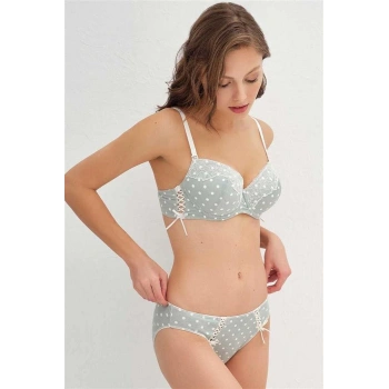 Vipmarketim Kadın Viskon Balenli Destekli Dolgulu Puantiyeli Dantelli Sütyen Ve Slip Takım ( ) (kod:4189)