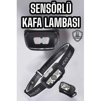 VipMarketim Kafa Lambası Kamp Lambası Sensörlü Şarjlı Ayarlanabilir