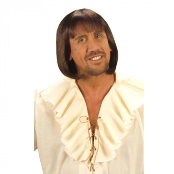 VipMarketim Kahve Renk Erkekler İçin Kısa Ortaçağ Peruğu